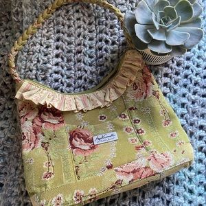 April Cornell Mint Green Floral Tapestry Bag